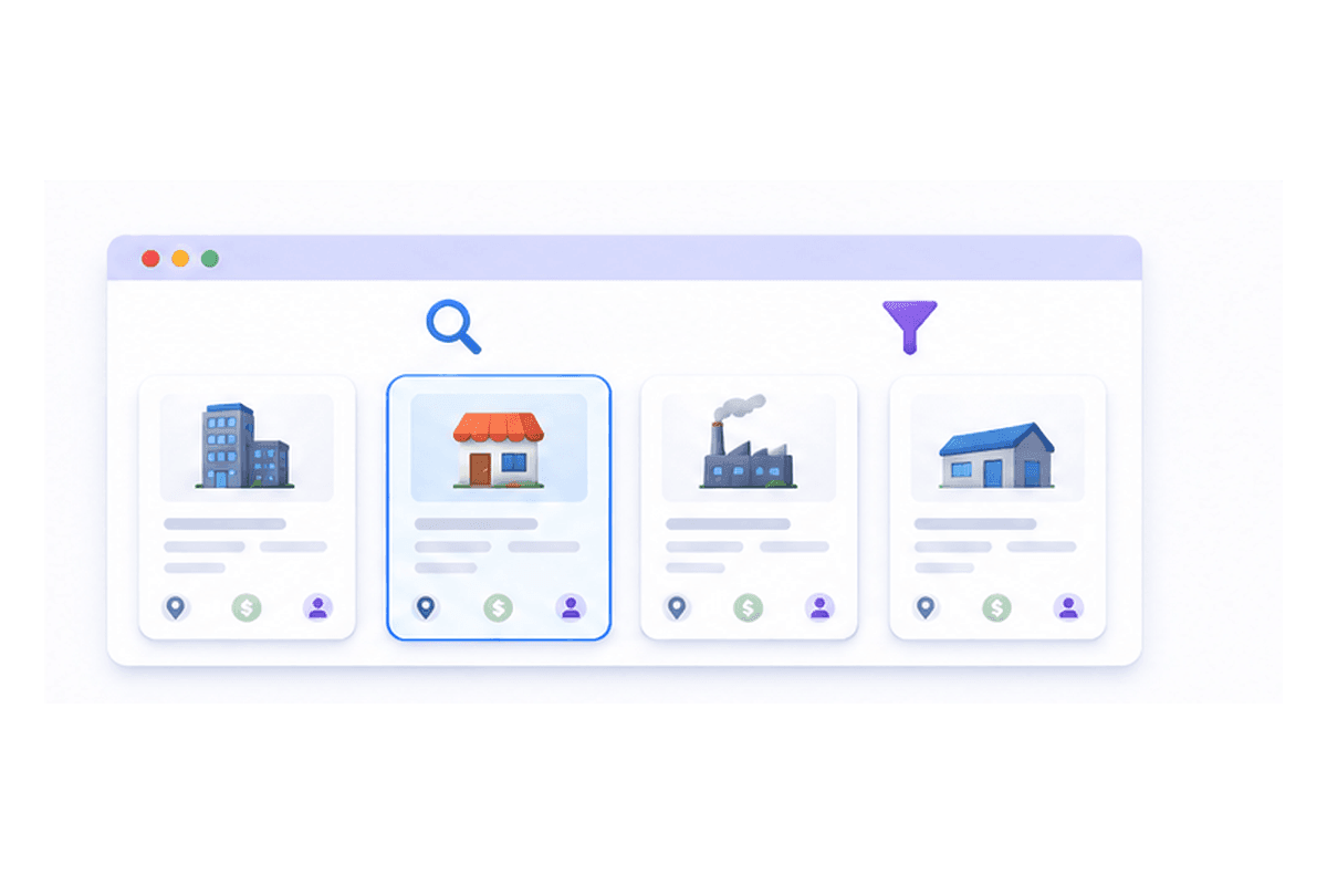 Business acquisition valuation and listing analytics dashboard