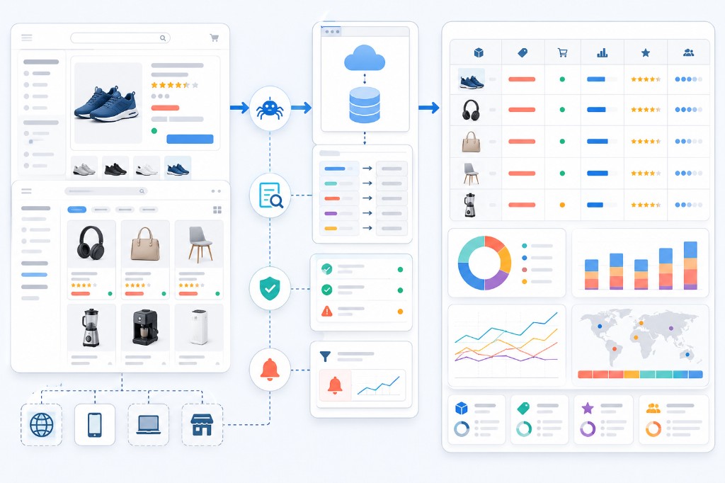 Public ecommerce product page transformed into structured digital shelf dataset