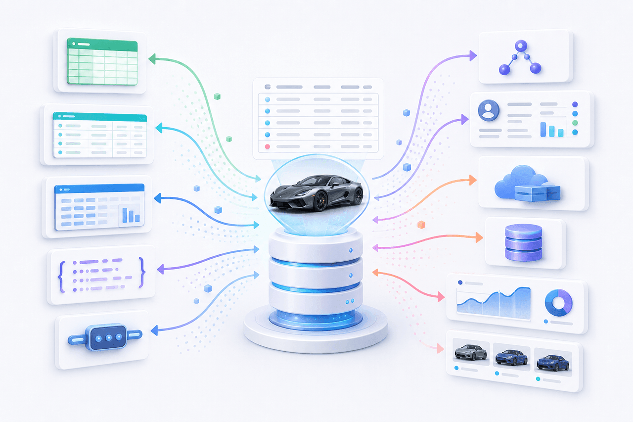 Luxury vehicle data delivery to APIs databases CRM and cloud platforms