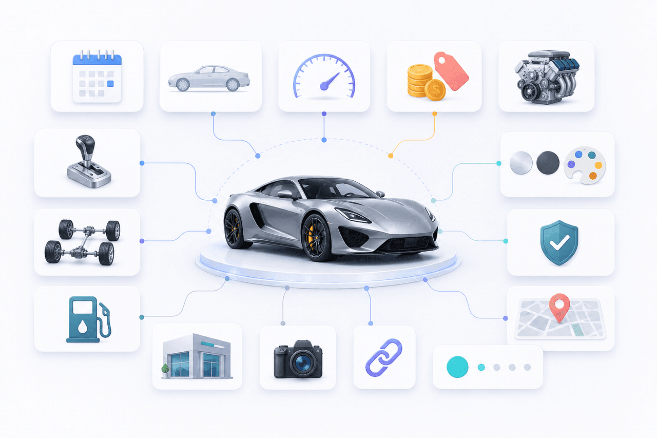Structured luxury vehicle specifications pricing and seller information