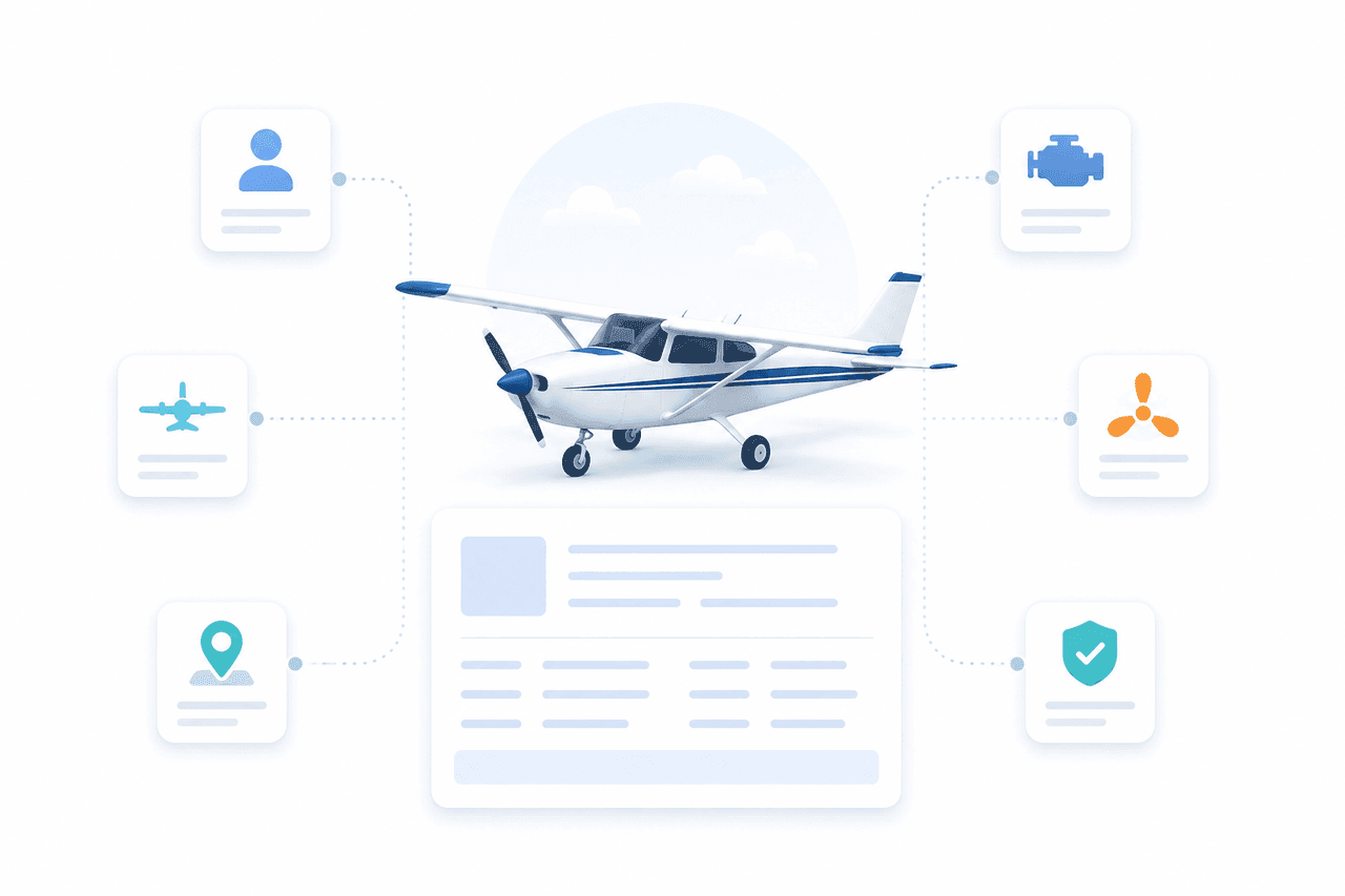 Structured aircraft registration ownership and specification information
