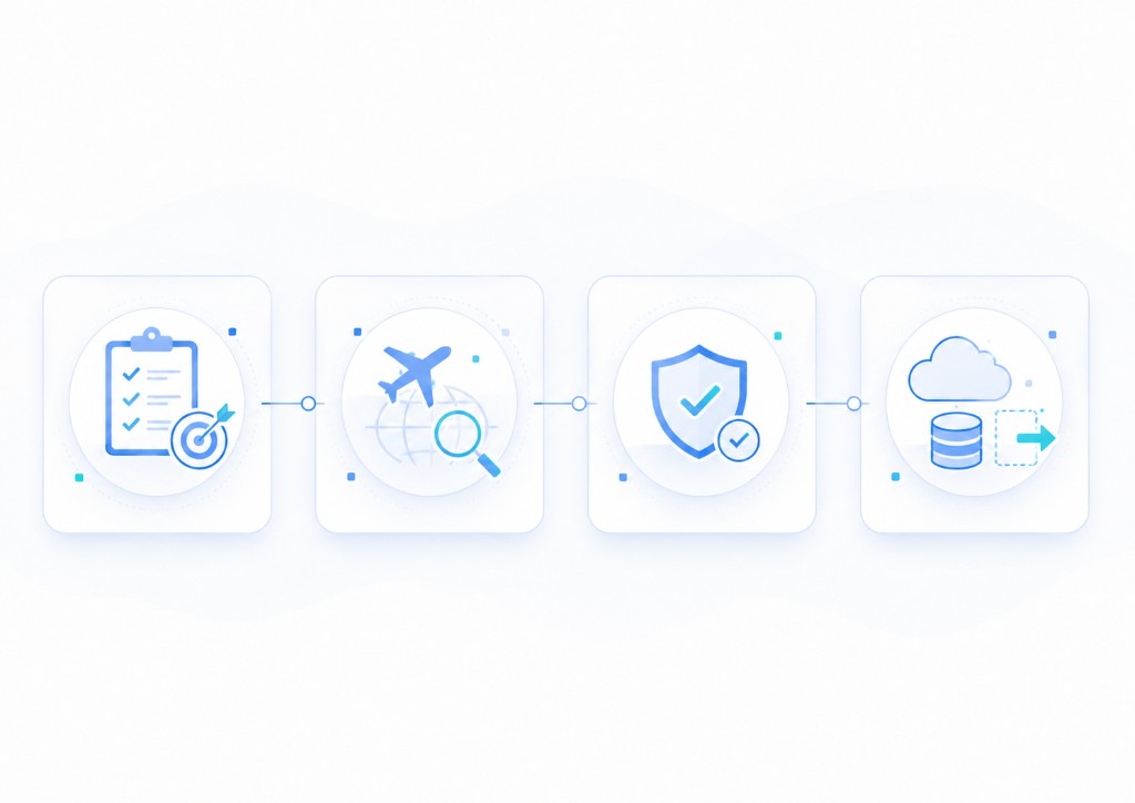 Flight data scraping workflow from travel sources to structured data delivery