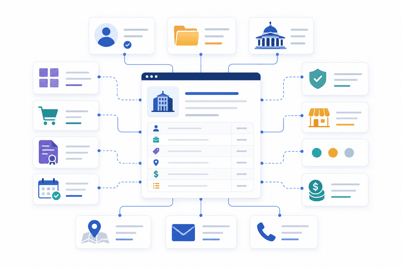 Structured government contractor supplier and contract information