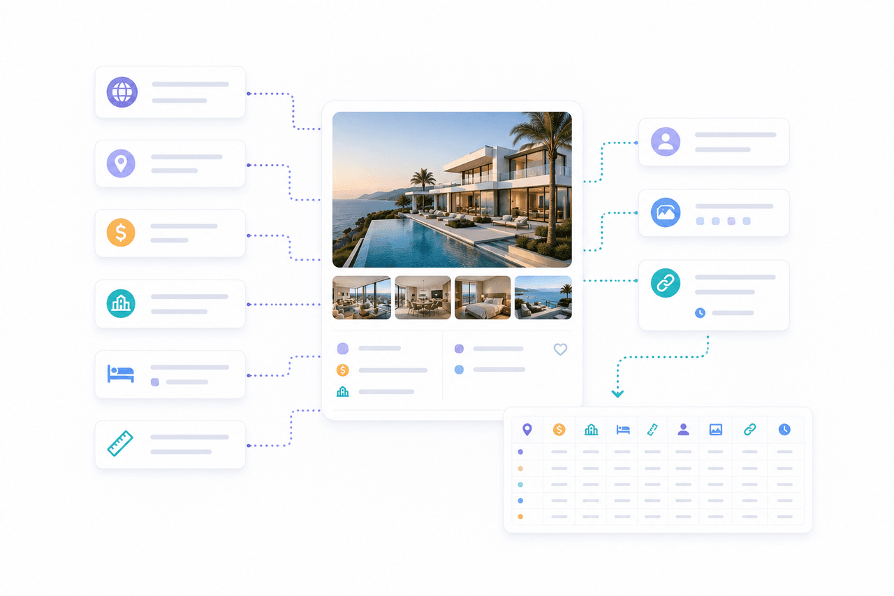 Luxury property identity location pricing characteristics and brokerage data fields