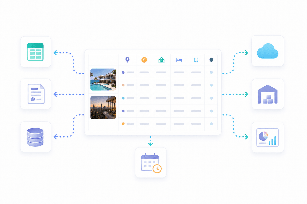 Luxury real estate data delivery to spreadsheets APIs databases and proptech systems