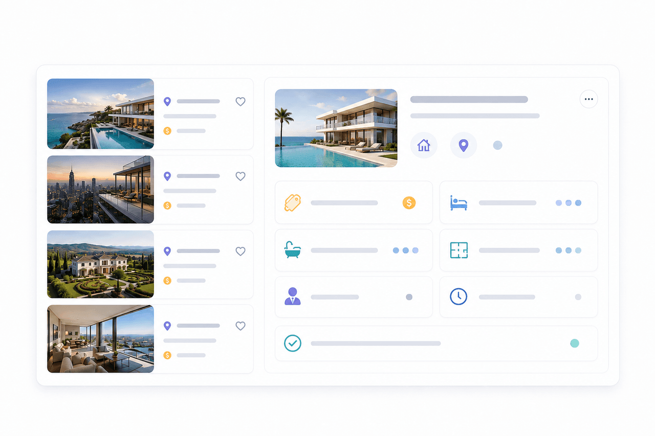 Illustrative structured output for luxury real estate listing records