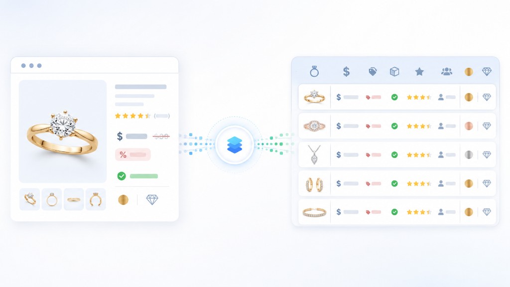Jewelry product data transformed into structured pricing, catalog, and competitor intelligence datasets
