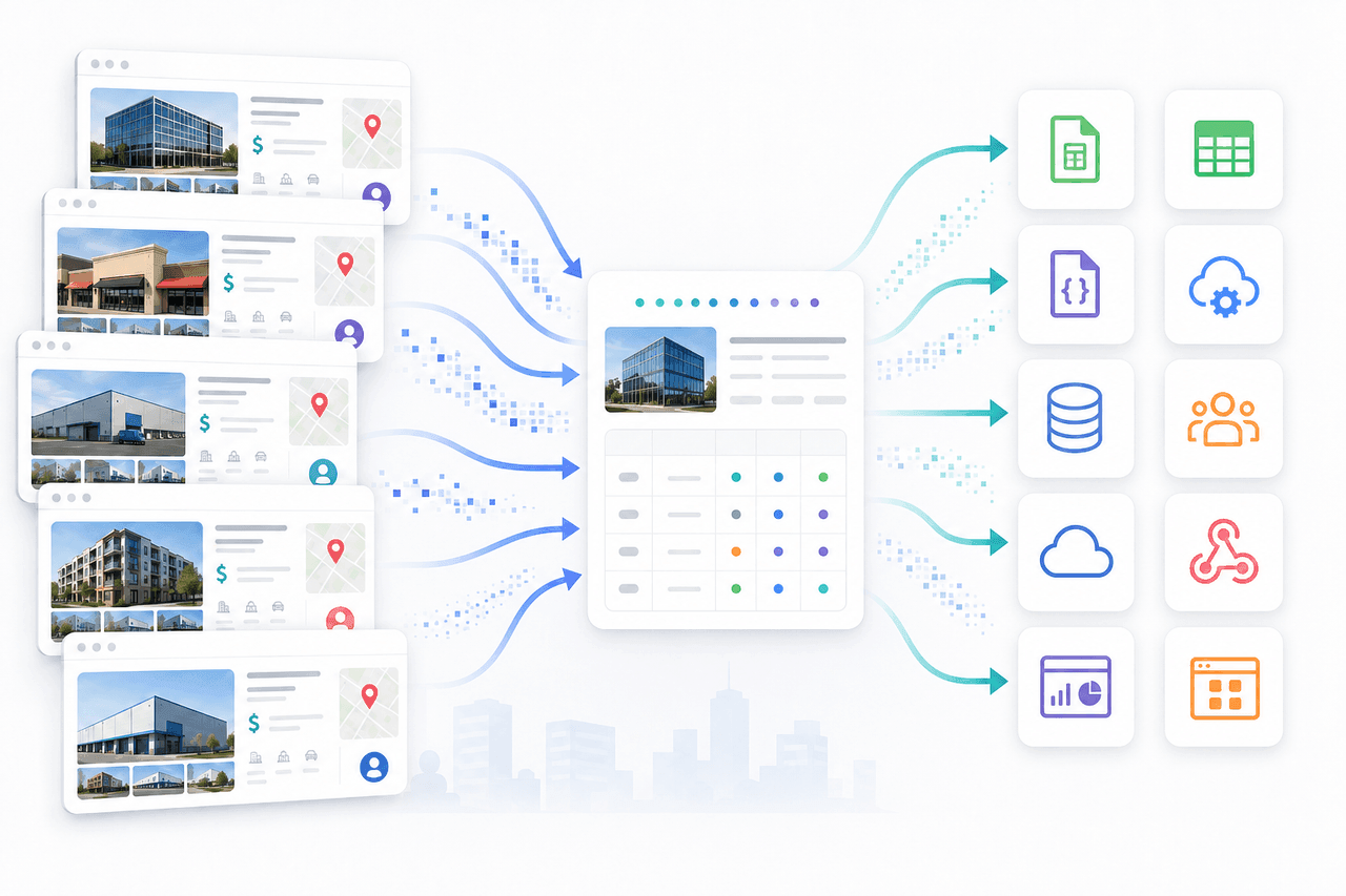 LoopNet property data delivery to APIs databases dashboards and cloud platforms