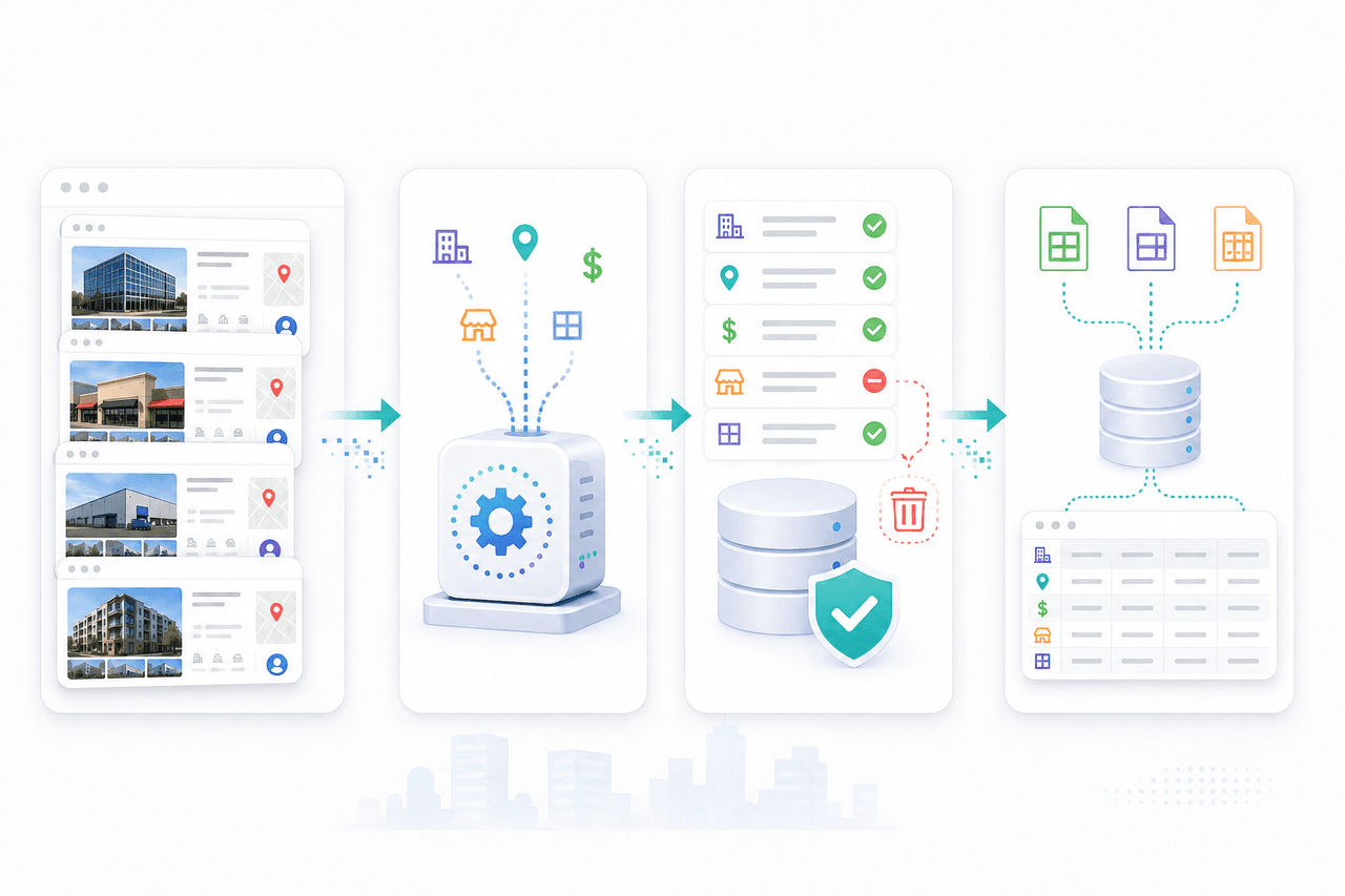LoopNet listing data extraction validation and delivery workflow
