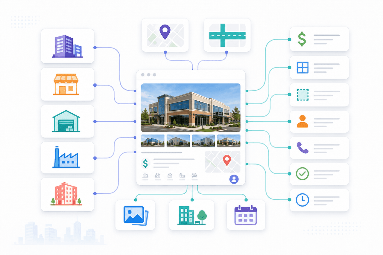 Structured LoopNet property pricing location size and broker information