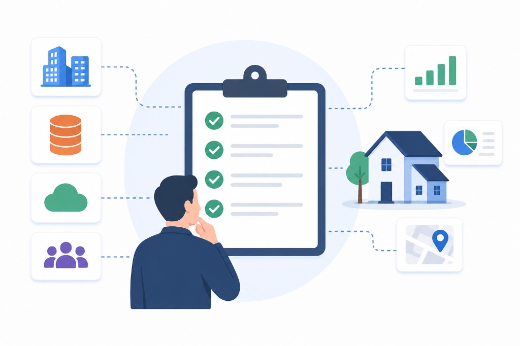 Five types of real estate data providers compared by use case.