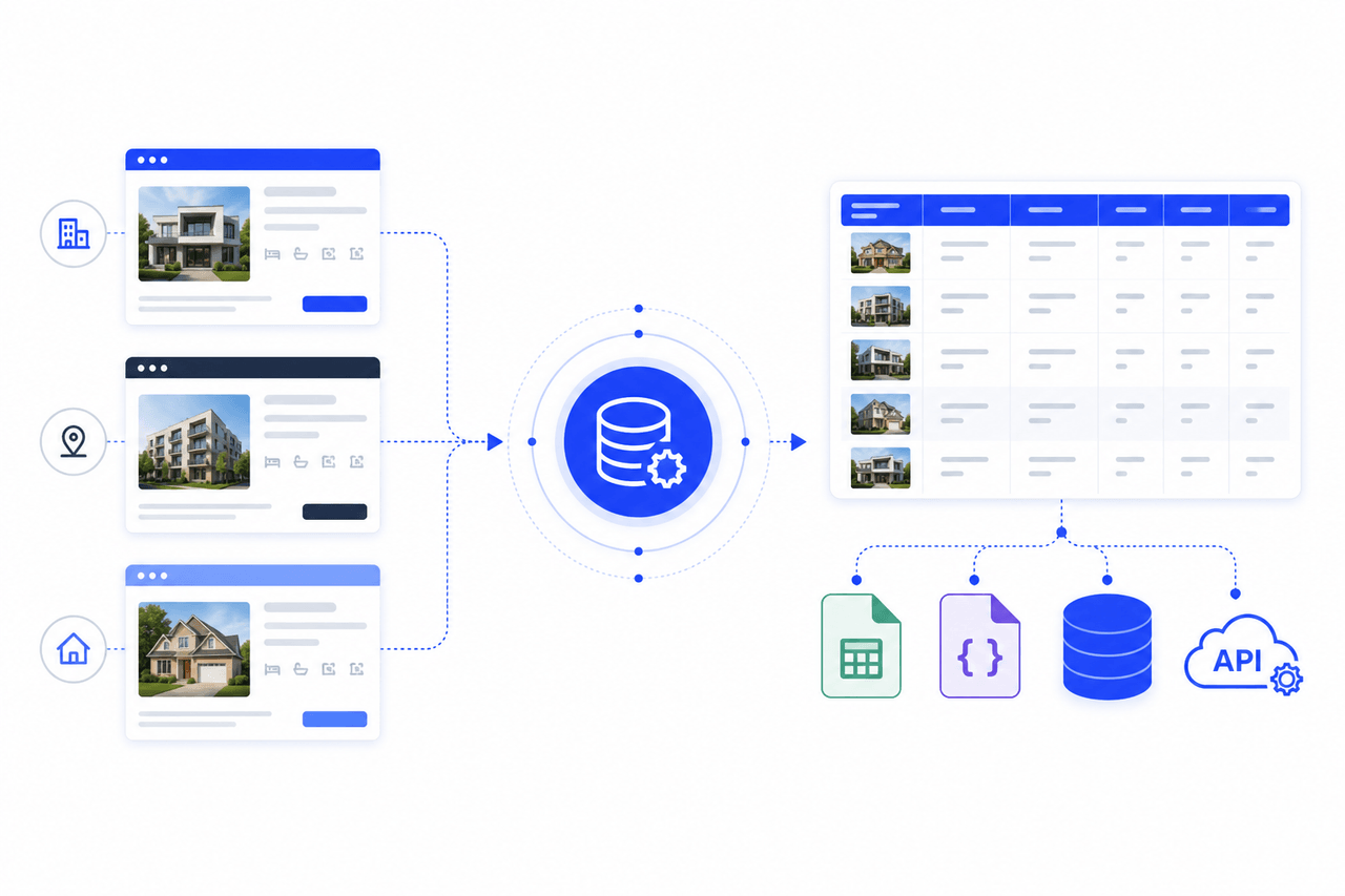 Real estate listing sources transformed into structured property data