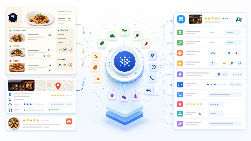 Restaurant data transformed into structured menu, pricing, location, and review datasets