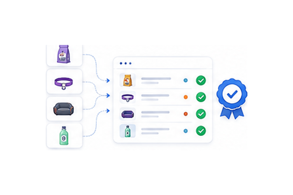 Pet product category variant stock and attribute data fields