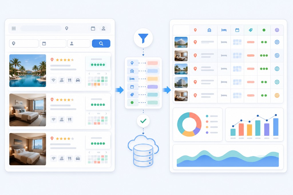 Travel rate and availability page transformed into structured hospitality data