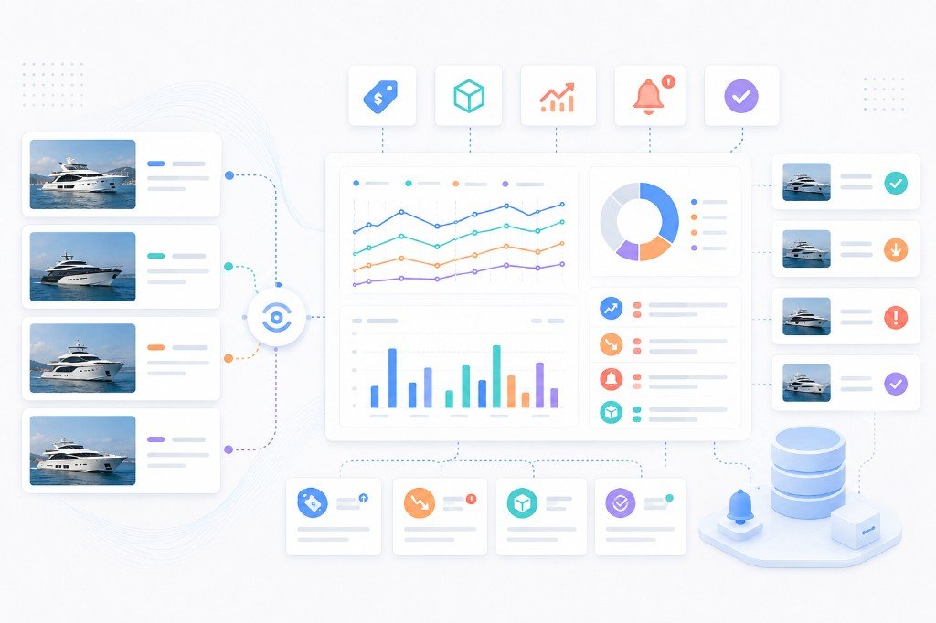 Dashboard for monitoring yacht inventory, prices, and listing-status changes